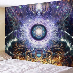 Abstract Buddha tapestry with psychedelic flower of life pattern for bedroom wall decor
