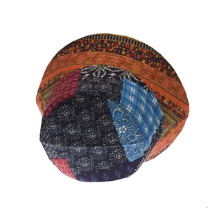 Bohemian patchwork bucket hat featuring ethnic patterns and floral print cotton fabric