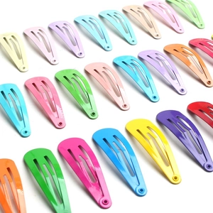 Colorful 5cm metal water drop BB hair clips set for kids on white background