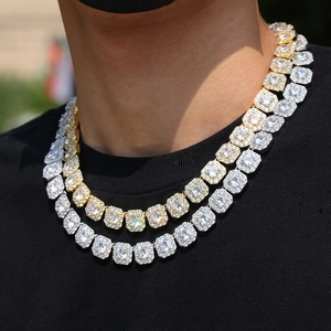 Men's hip hop Cuban chain necklaces in gold and silver finish with full zircon stones