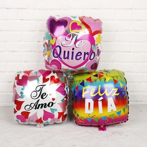 Spanish Feliz Dia and Te Amo heart balloons set for birthday and party decoration