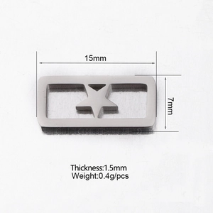 Stainless steel square pendant with star cutout, dimensions 15x7mm for DIY jewelry