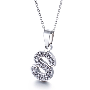 Elegant silver letter S pendant necklace with shimmering crystals on a fine O-chain