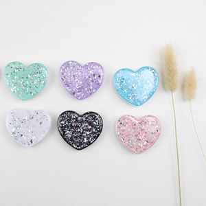 Pack de seis soportes para móvil en forma de corazón con lentejuelas láser de varios colores