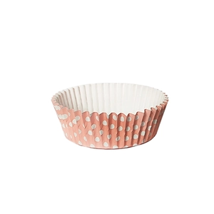 Close-up of pink polka dot heat-resistant greaseproof paper cupcake liner with pleated edge