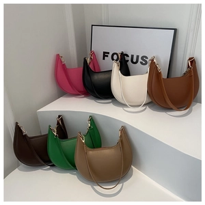 Minimalist PU leather crescent underarm bag for women shown in seven stylish colors