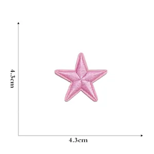 Pink pentagram star embroidered patch showing dimensions 4.3x4.3cm on white background