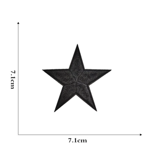 Black embroidered five-point star patch, 7.1cm x 7.1cm size for clothing decoration