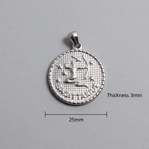 Pendentif Sagittaire de 25mm en acier inoxydable argenté d'une épaisseur de 3mm
