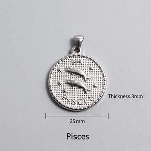 Détail macro du pendentif Poissons montrant le diamètre de 25mm et l'épaisseur de 3mm
