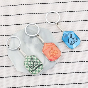 Pickleball Paddle And Ball Keychain Sport Pendant Metal Key Ring For Pickleball Fans Lovers Gift Accessory