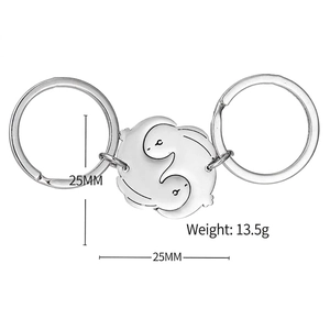 Cute bunny couple stainless steel keychain with complementary puzzle design for bags