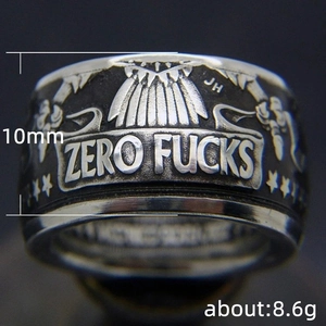 Punk-Stil Legierung Ring mit ZERO FUCKS Gravur und Vintage-Schwarz-Finish für Männer