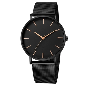 Men's Quartz Watch Minimalist Ultra Thin Alloy Case Stainless Steel Mesh Band Fashion Business Casual Analog Wristwatch