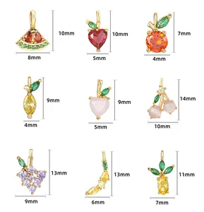 Specifiche dettagliate delle dimensioni per ciondoli a frutta in zircone e ciliegia