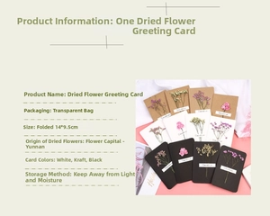 Detail view of handmade greeting card set with real dried flowers and various card colors