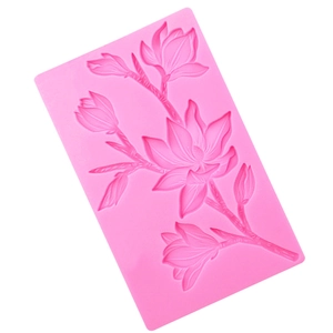 Detailed pink silicone mold for branch and flower fondant cake decoration