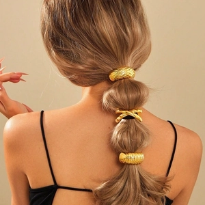 Geometric Metal Hair Ties Elastic Ponytail Holder Minimalist Gold Hair Accessories For Women