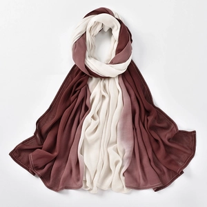 Detail of soft gradient modal hijab scarf with smooth color transition and neat edge stitching