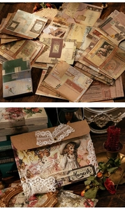 Kit de papier de scrapbooking vintage, fournitures de collage rétro pour loisirs créatifs.