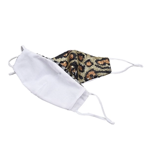 Fashionable leopard print sequin face mask with adjustable ear loops for women