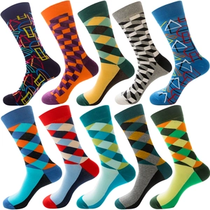 Chaussettes Mi-Mollet Argyle En Mélange De Coton Couleurs Contrastées Motif Losanges Géométriques Style Anglais Unisexe