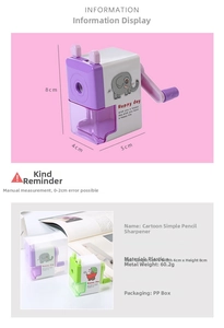 Detailed view of the compact cartoon elephant pencil sharpener with size dimensions