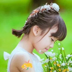 Bohemian floral headband with white fabric flowers and berries for girls' hair accessories