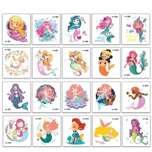 Set of 20 cartoon mermaid temporary water transfer tattoo stickers for kids