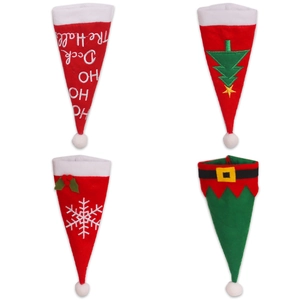 Lot de 4 porte-couverts de Noël brodés avec motifs de flocon et sapin pour décoration