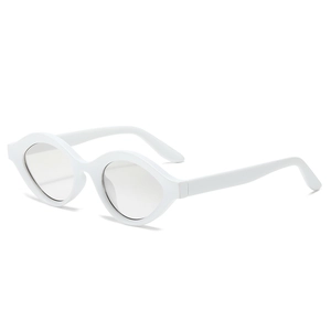 Lunettes de soleil ovales blanches minimalistes avec monture en plastique de qualité