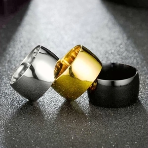 Minimalist Wide Band Ring Titanium Stainless Steel Polished Fashion Jewelry For Men Women