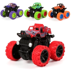 Inertial 4WD Off Road Toy Car Monster Truck Friction Powered Stunt Rotation With Shock Absorbers For Kids Boys Plastic