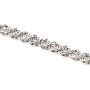 Macro shot of silver stainless steel chain with faceted grey beads for jewelry making