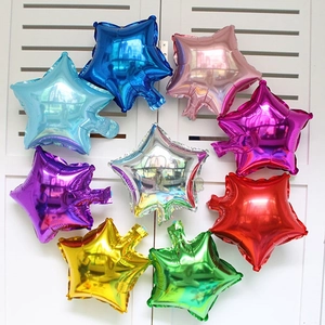 Set of 10 star-shaped metallic foil balloons in multiple colors for party decorations
