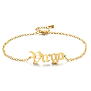 Detail of 18K gold plated stainless steel Virgo constellation anklet with lobster clasp