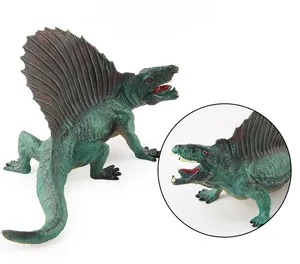 Close-up of realistic Dimetrodon dinosaur toy with textured skin and dorsal sail