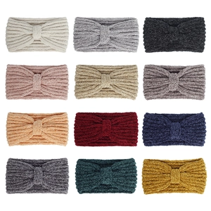 Set of 12 multi-color knotted chenille knit headbands for women warm winter ear warmers