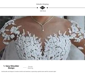 Gros plan sur le col en V profond et la broderie de dentelle florale d'une robe de mariée