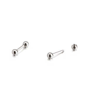 Boucles d'oreilles boules argentées en acier inoxydable avec fermoir à vis