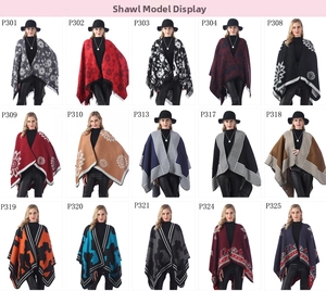 Collage of diverse printed ponchos featuring floral and geometric patterns for women