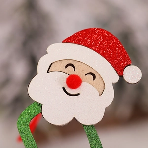 Cartoon Santa Claus Christmas decoration with red glitter hat and white sequin beard