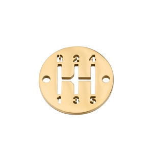 Polished gold stainless steel manual car gear shift pendant with 5-speed H-pattern