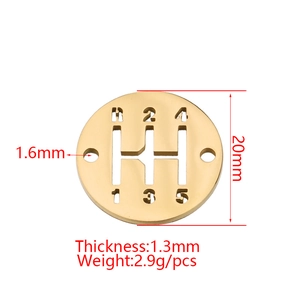 Golden stainless steel car gear shift pendant with H-pattern engraving and dimensions