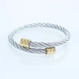 Bracelet jonc torsadé à double couche en acier inoxydable de style punk pour hommes et femmes