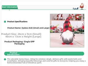 Detailed size parameters for Christmas faceless gnomes in red and black plaid style