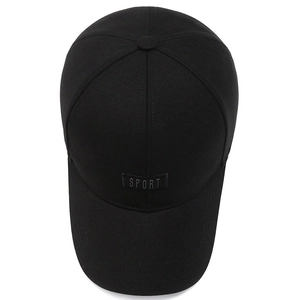 Casquette de baseball noire classique avec écusson SPORT et visière courbée pour le sport