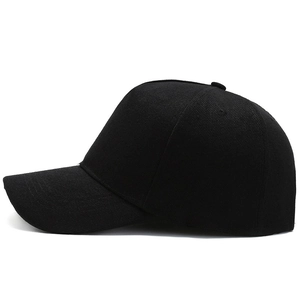 Classic black five-panel baseball cap in high-density cotton twill with curved brim