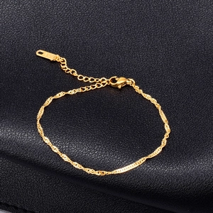 Minimalist Water Ripple Twisted Chain Bracelet Titanium Steel 18K Gold Plated Elegant Jewelry For Women
