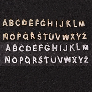 Simple Alphabet Letter Pendant Copper Inlaid Zircon DIY Jewelry Accessories Fashion Charm Alphabetical Style